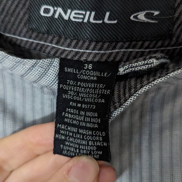 O'Neill Mens Gray Striped Flat Front 10.5" Inseam Skater Pockets Shorts, 36 - Picture 5 of 8
